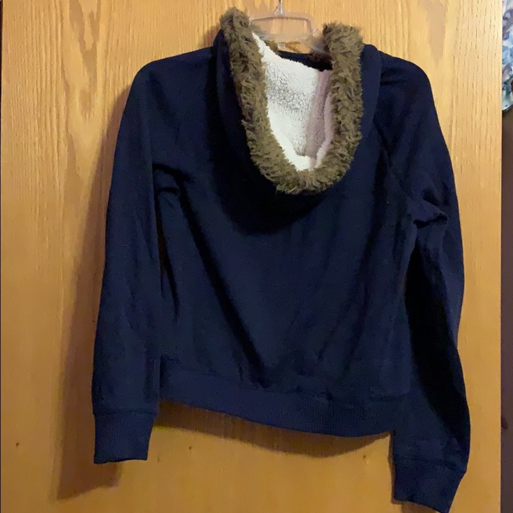 Blue Furry Hood Sweatshirt